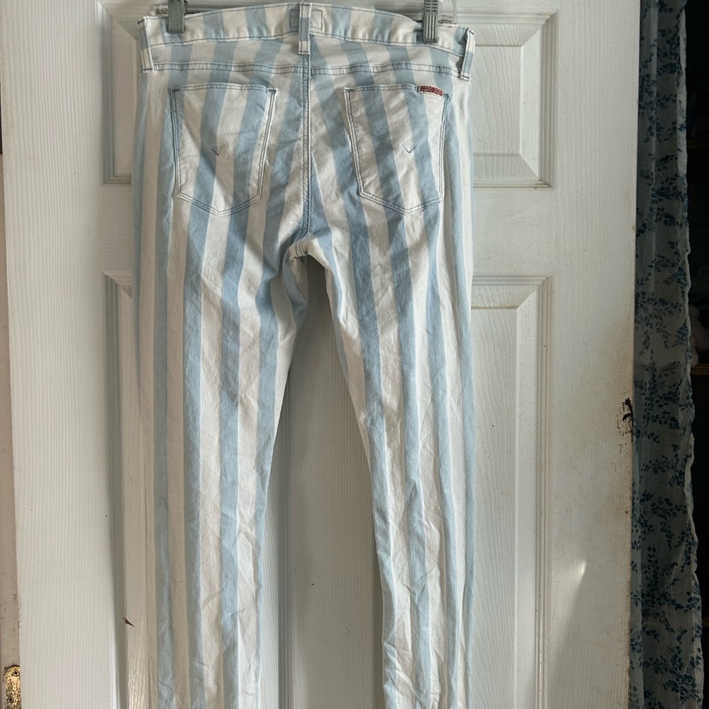 Hudson blue and white striped jeans
